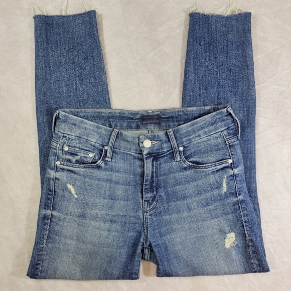 Mother The Looker Crop Gypsy Distressed With Frayed Ankless Size 25 - Picture 9 of 16